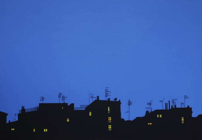 Häusersilhouette in der Nacht
